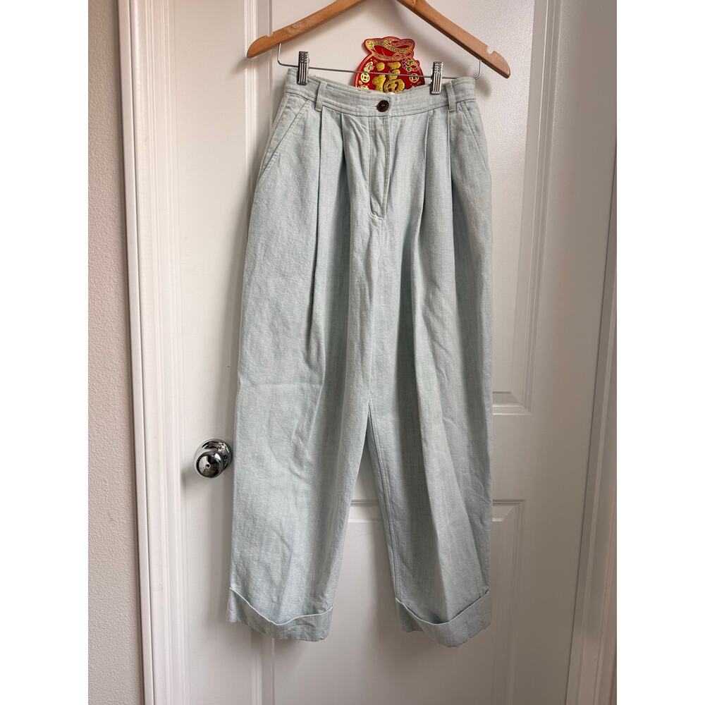 King Tuckfield‎ Pleated Roll Cuff Trouser Linen Cotton Kennedy Summer Spring XS